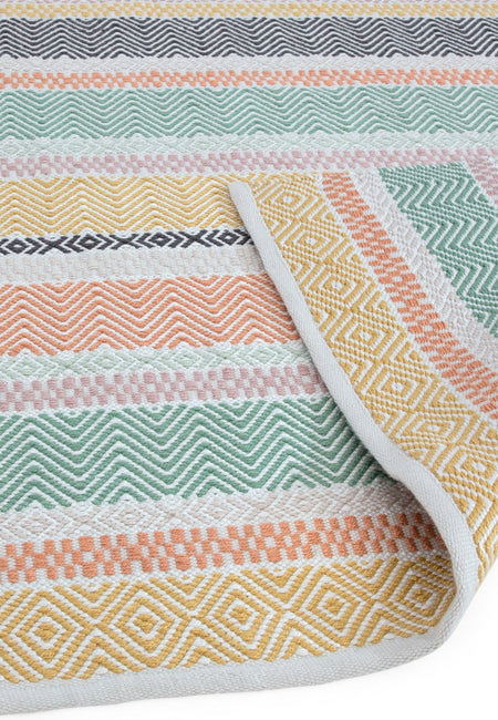 Eco-friendly rug with soft pastel stripes

