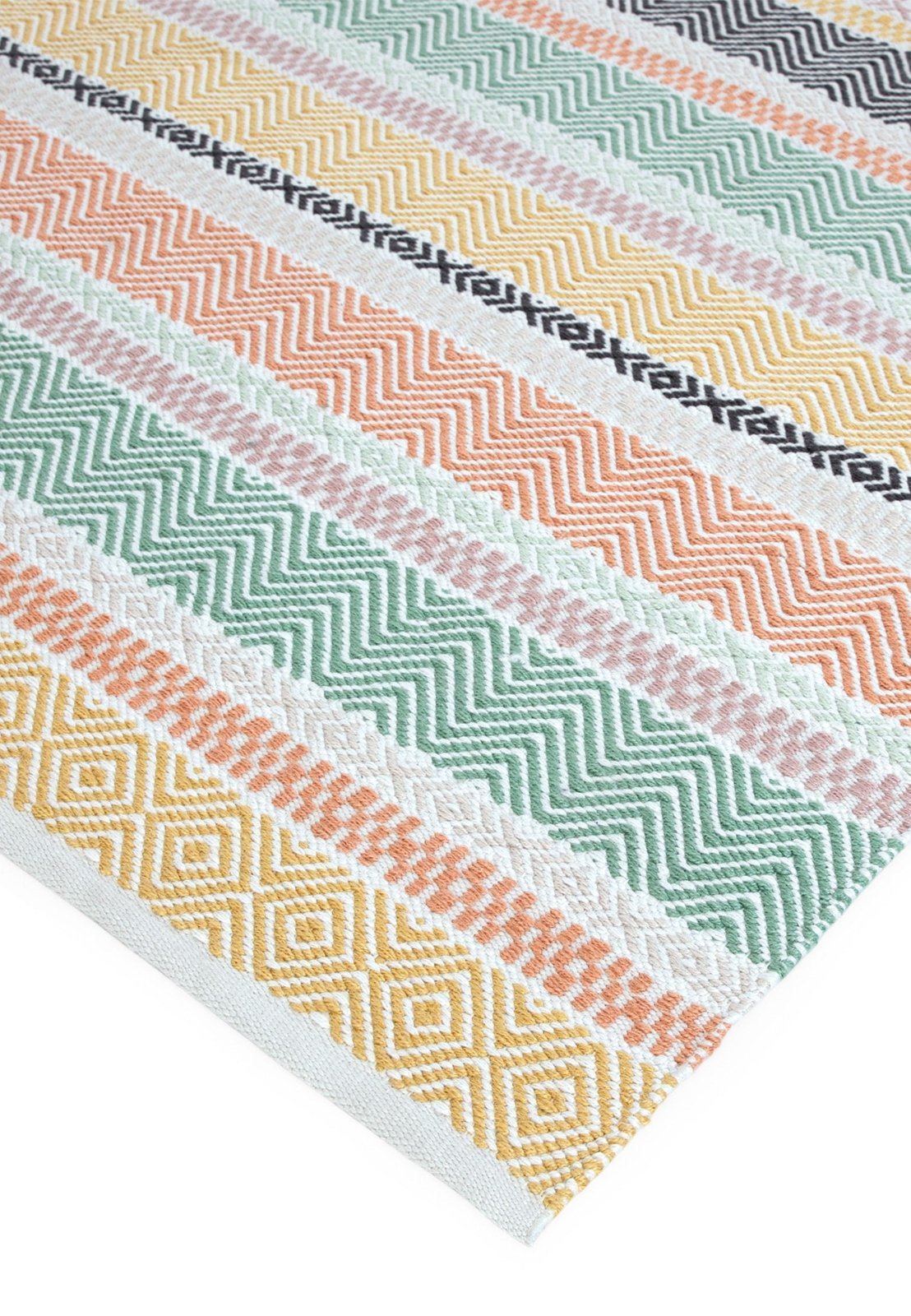 Flatweave sustainable rug close up