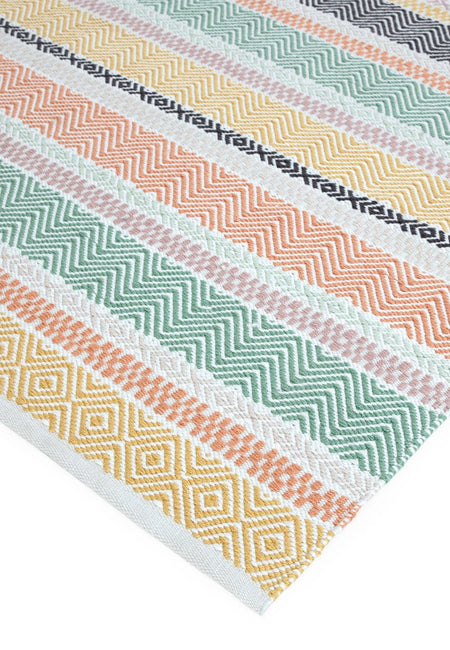 Flatweave sustainable rug close up