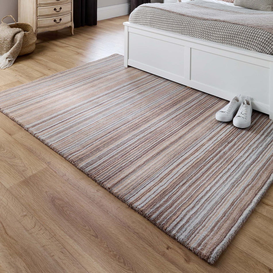 Hug Rug Origins Fine Stripes Beige wool rug