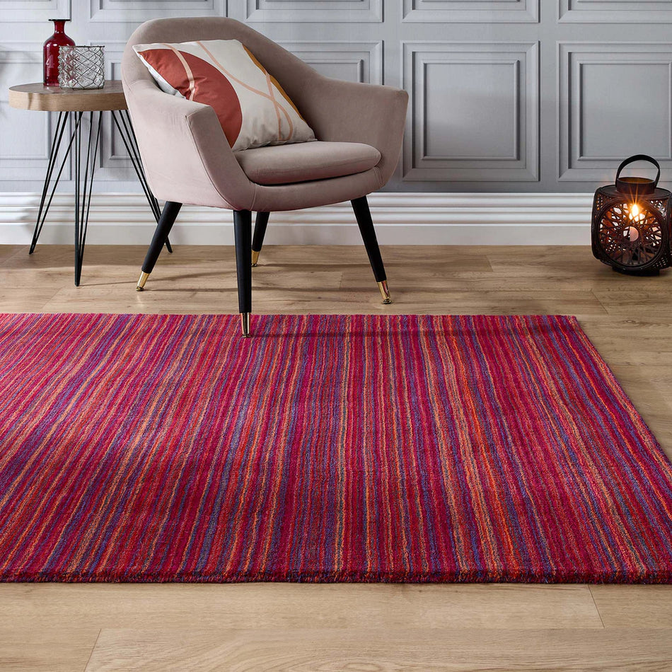 origins Fine Stripes Rug Purple/Pink rug in modern liver room