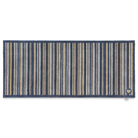 Hug Rug Stripe 88 runner with blue, grey, and beige stripes


