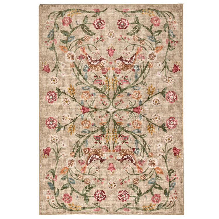 Hug Rug Heritage Garden floral and bird motif rug

