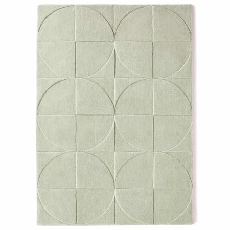 Origins Penny Rug Eucalyptus green wool rug on white background