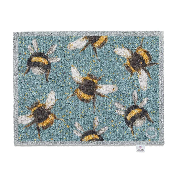 Hug Rug Bee 3 Charity Indoor Barrier Mat – Eco-Friendly Washable Mat with Bee and Honeycomb Design