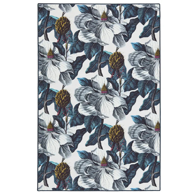Hug Rug Magnolia Garden floral rug on white background