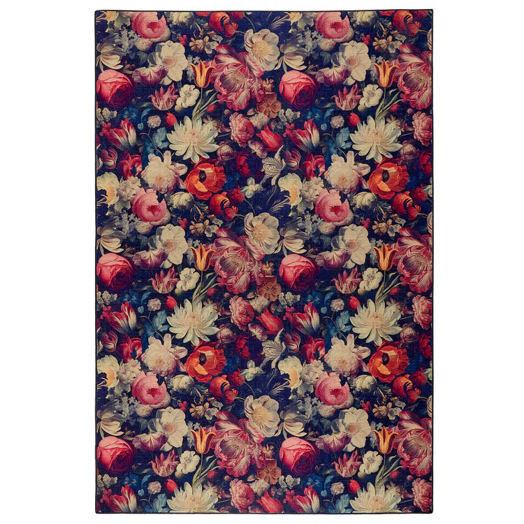 Hug Rug Dark Florals rug with oversized red and navy blooms