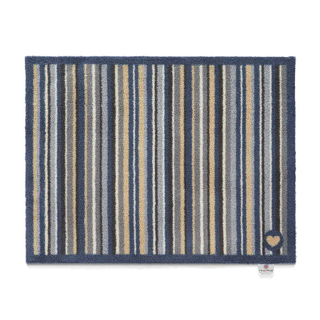 Hug Rug Stripe 88 doormat with blue, grey, and beige stripes

