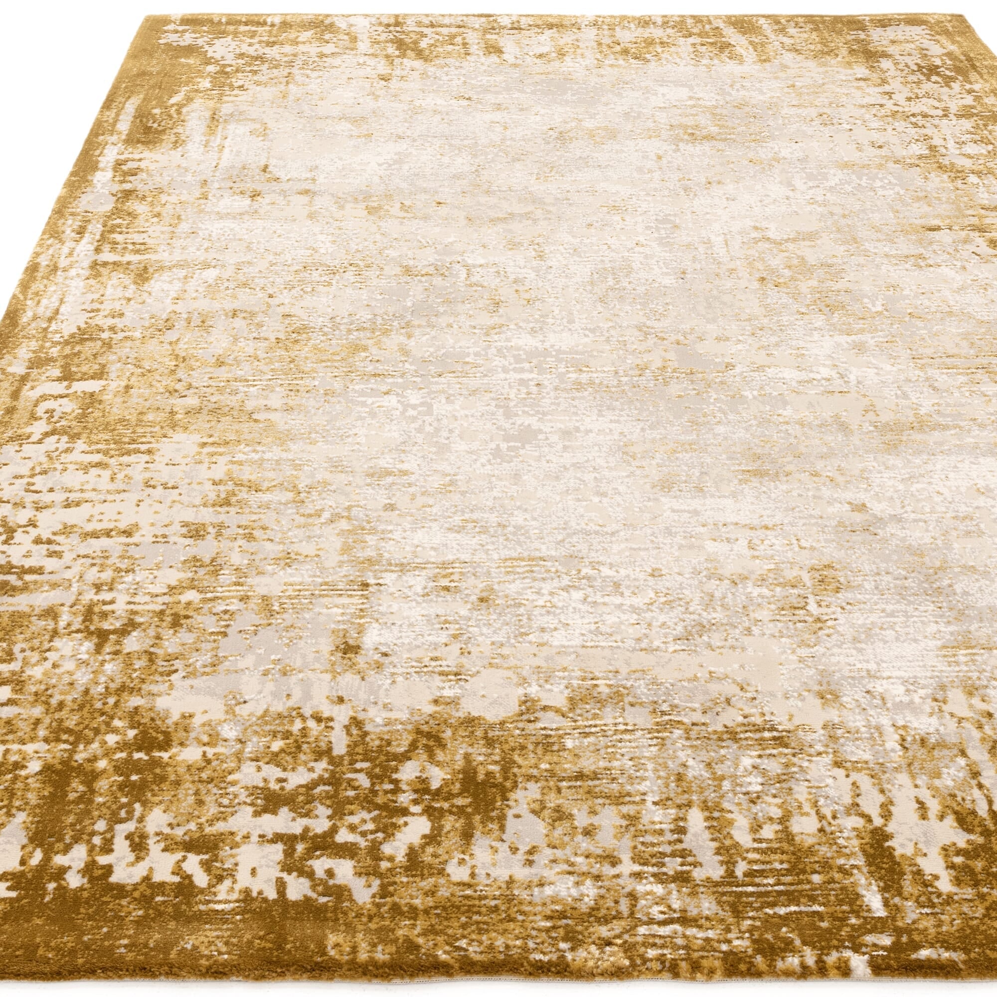 Warm gold tone rug with soft border

