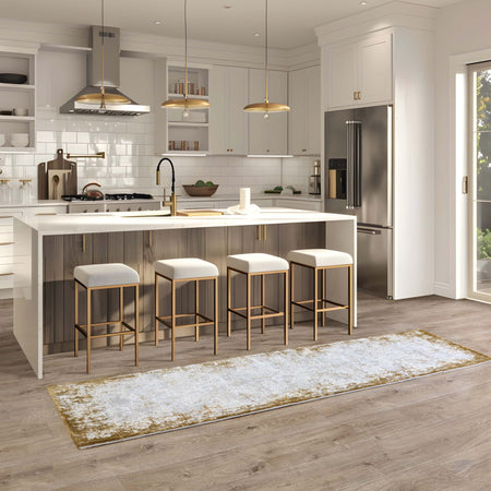 Asiatic Kuza Border Gold runner Rug in kitchen