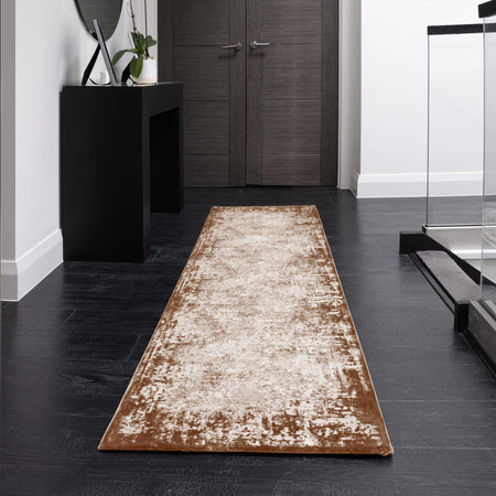 Runner size Kuza terracotta rug in hallway