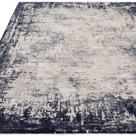 Machine woven navy rug with 11mm pile

