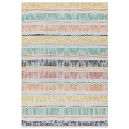 Asiatic pastel stripe PET rug styled indoors

