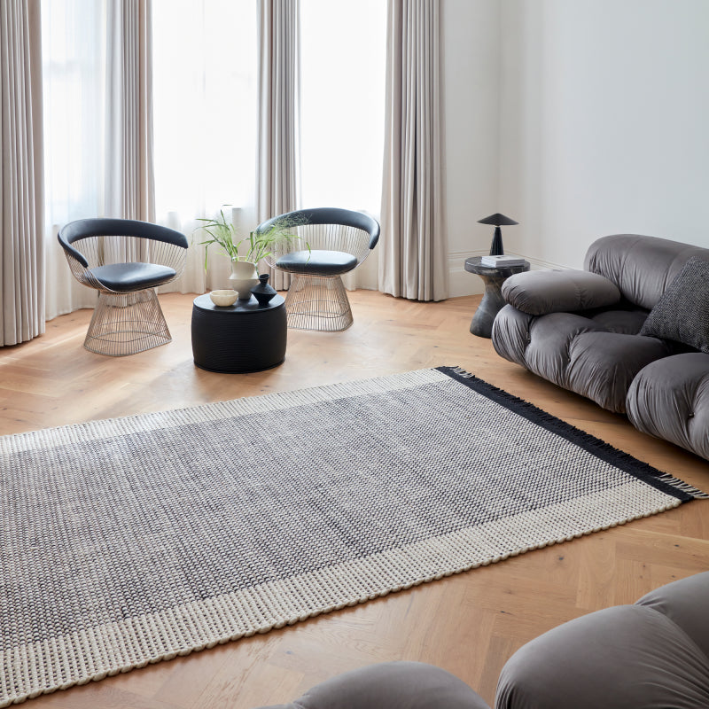 Modern monochrome rug in living space

