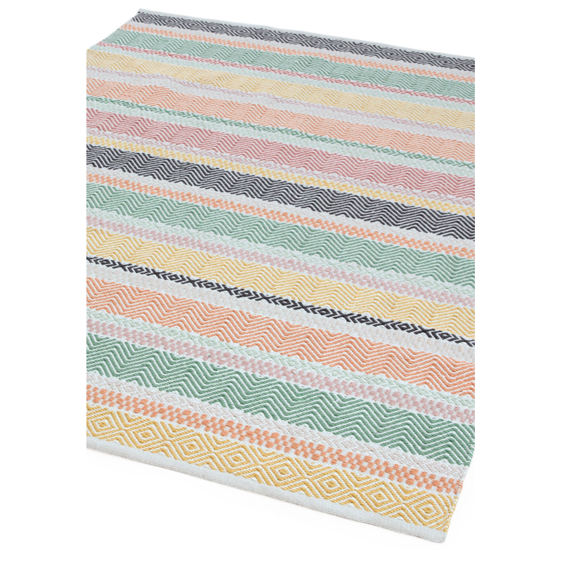 Hand woven multicolour recycled PET rug

