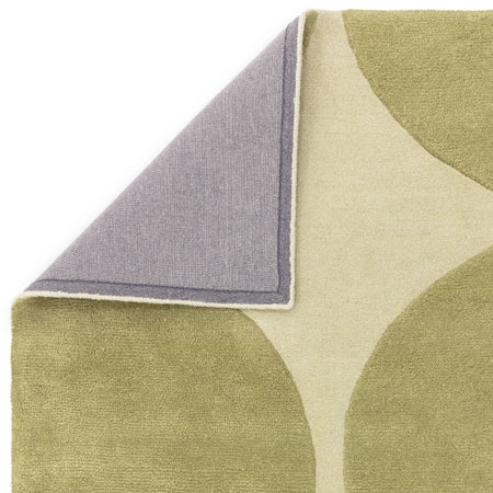 100% wool rug with 6–8mm pile height and showing backing of rug