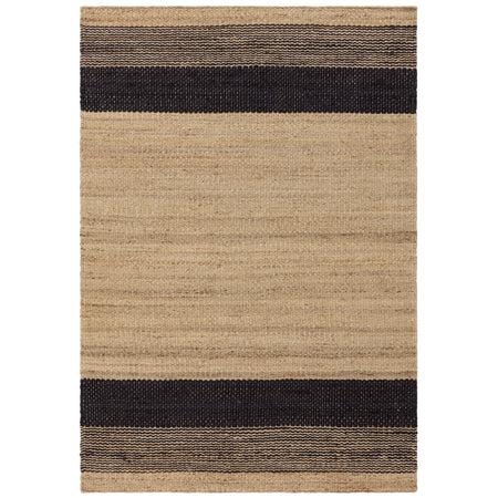 Hand woven striped jute rug

