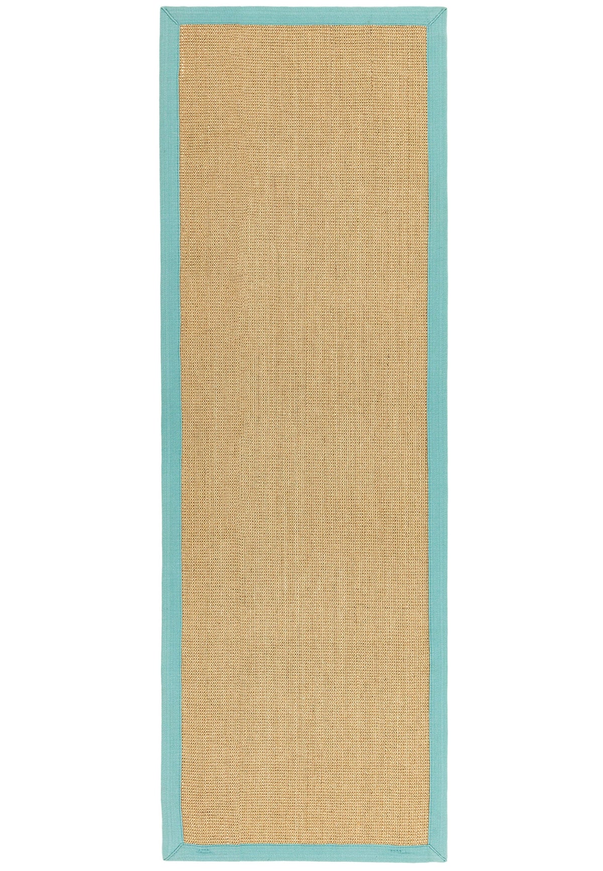 Sisal rug with aqua cotton border runner