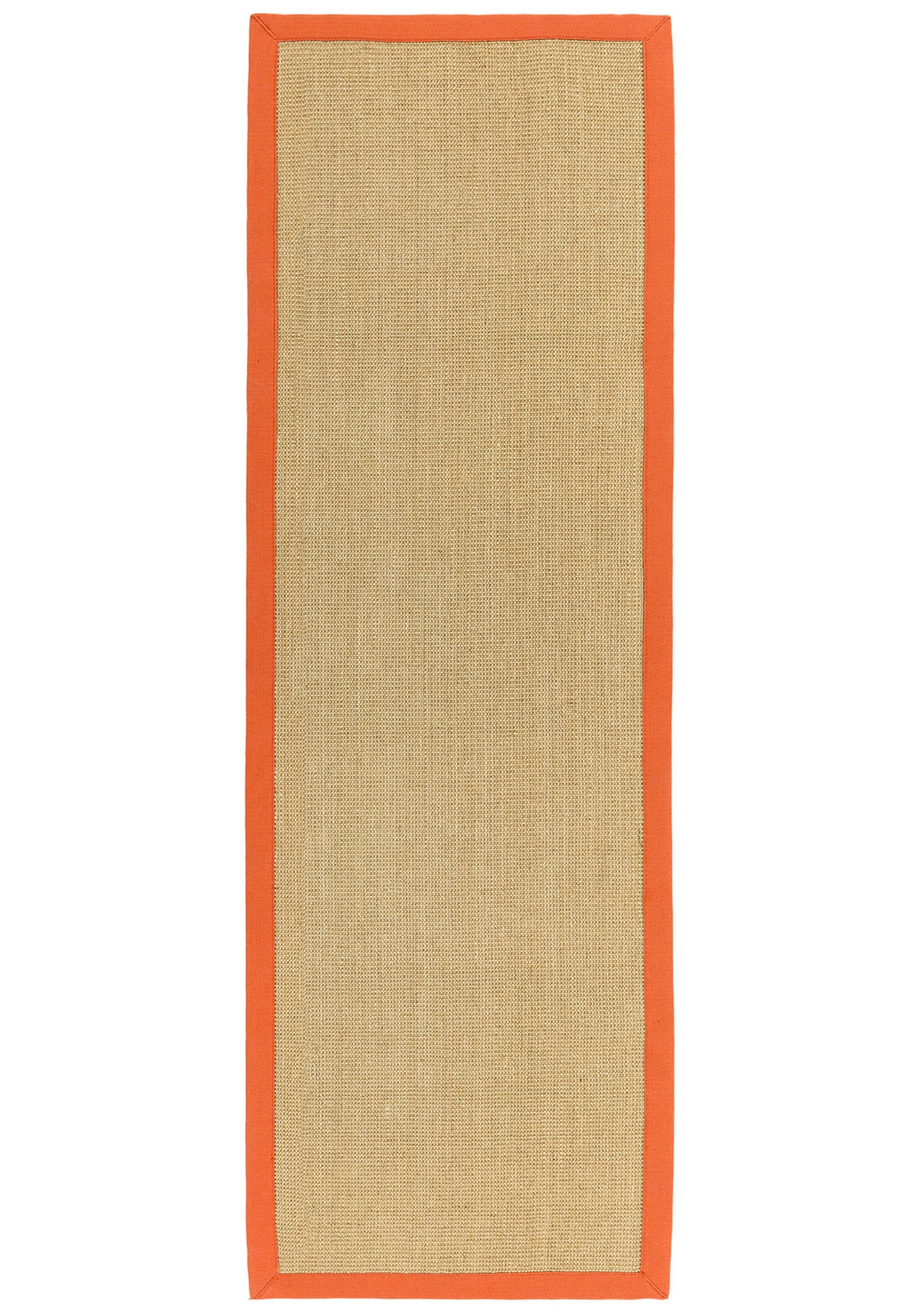 Sisal linen rug with bright orange cotton border runner