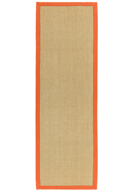 Sisal linen rug with bright orange cotton border runner