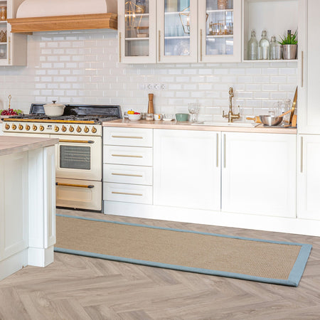 Asiatic sisal rug with calming aqua accent