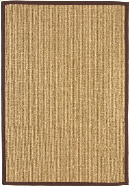 Sisal linen rug with chocolate brown border