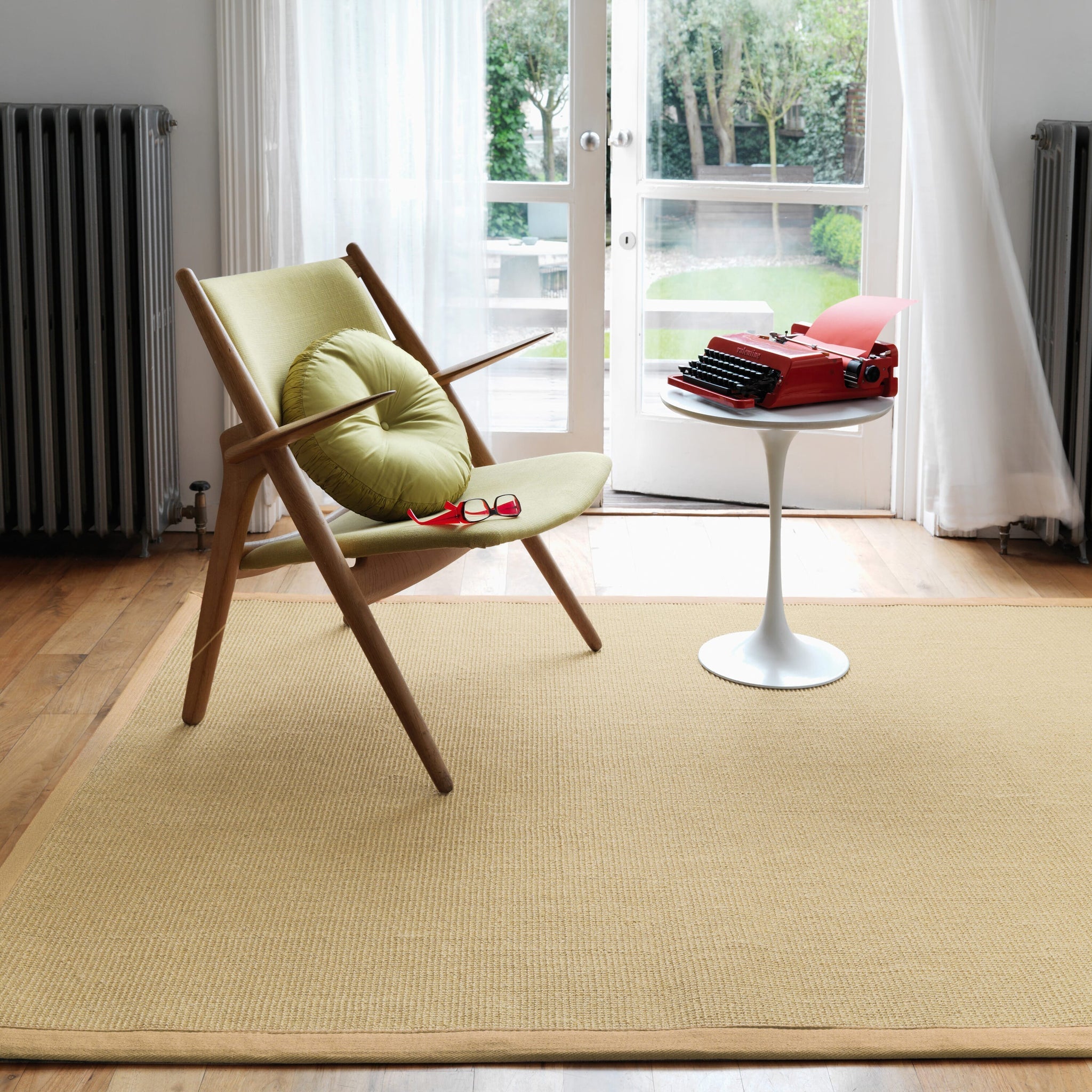 Neutral toned sisal rug for hallway or living room

