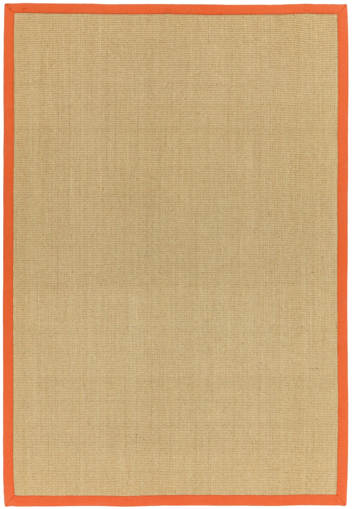 Sisal linen rug with bright orange cotton border

