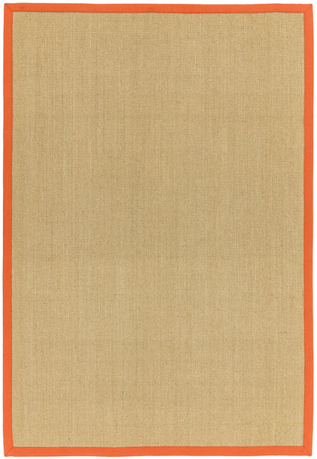 Sisal linen rug with bright orange cotton border

