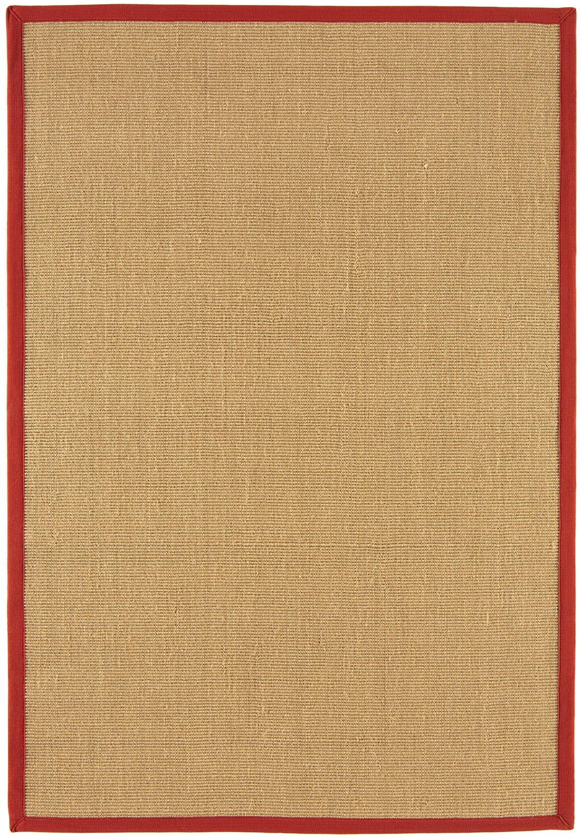 Sisal rug with red cotton border full view