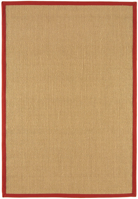 Sisal rug with red cotton border full view