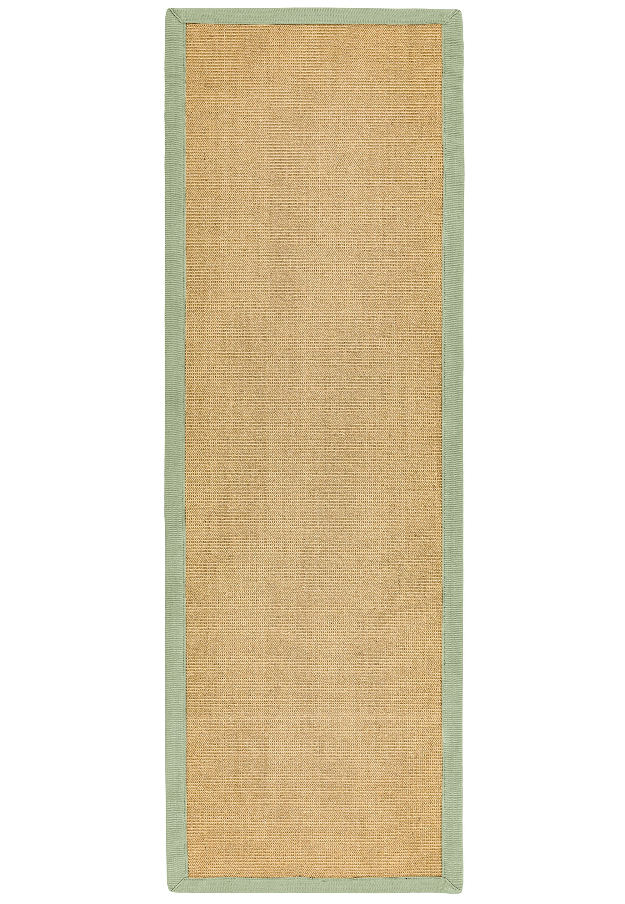 Sisal rug with sage green cotton border runner