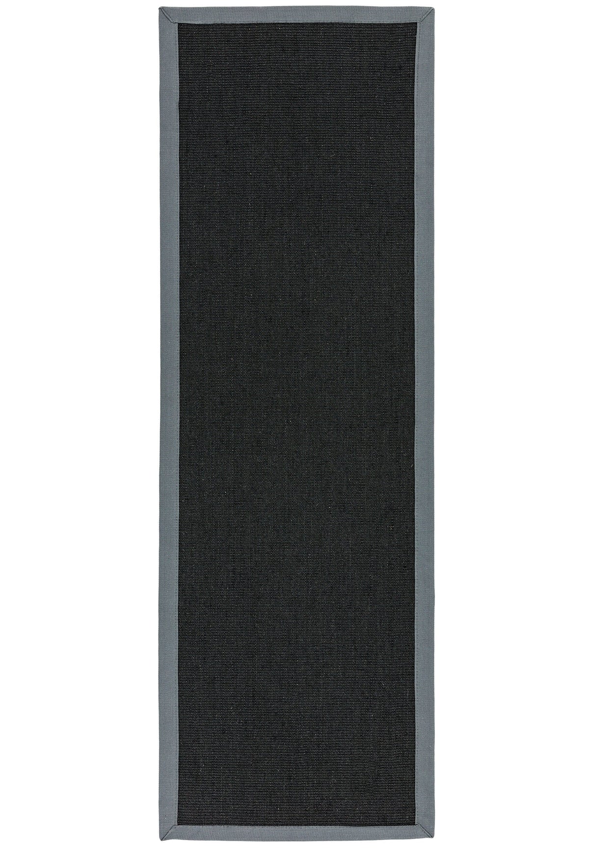 Sisal black rug with soft grey cotton border runner