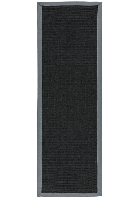 Sisal black rug with soft grey cotton border runner