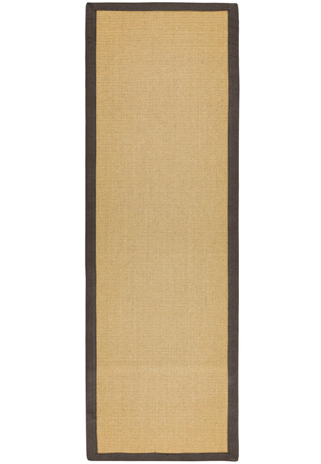 Hand-finished brown border on sisal runner