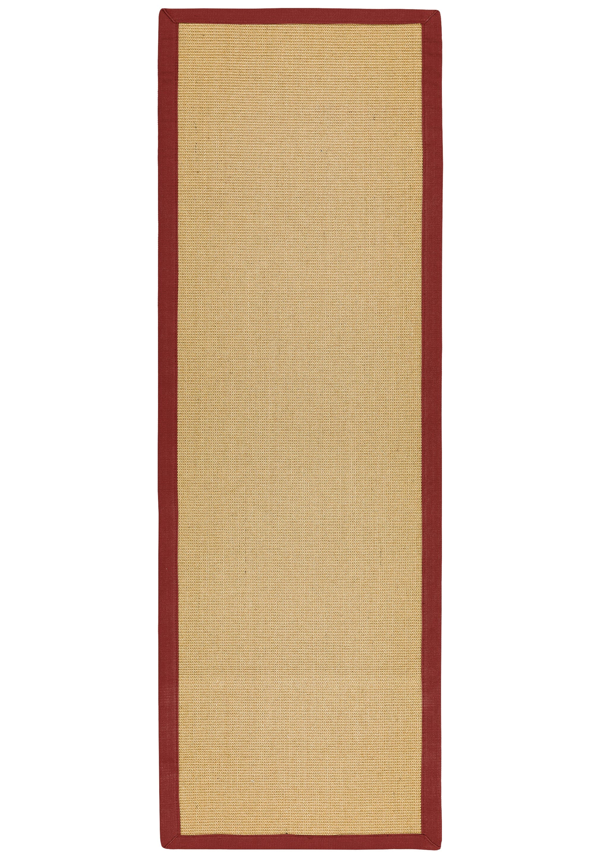 Sisal rug with red cotton border runner