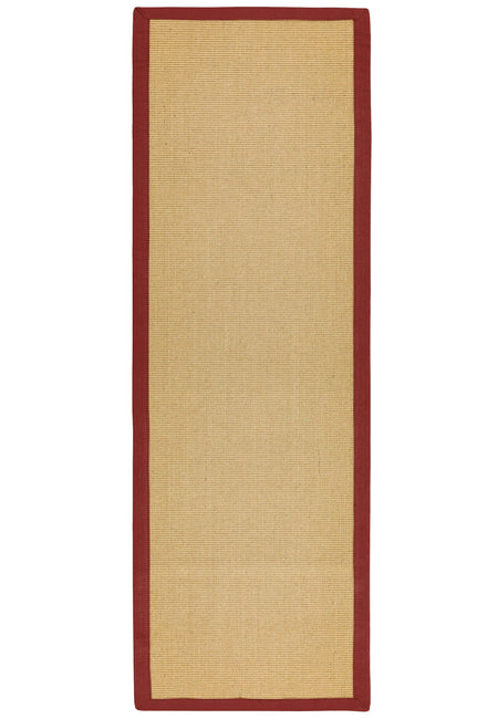 Sisal rug with red cotton border runner